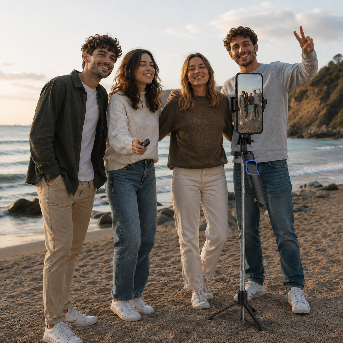 Extendable Selfie Stick Tripod with Bluetooth Remote